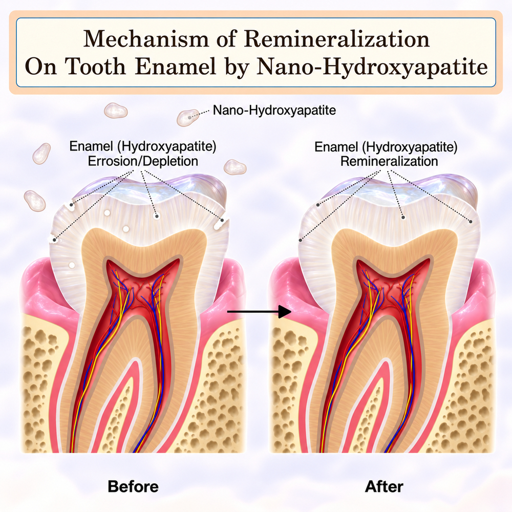 Mechanism of Remineralization on Tooth Enamel by Nano-Hydroxyapatite