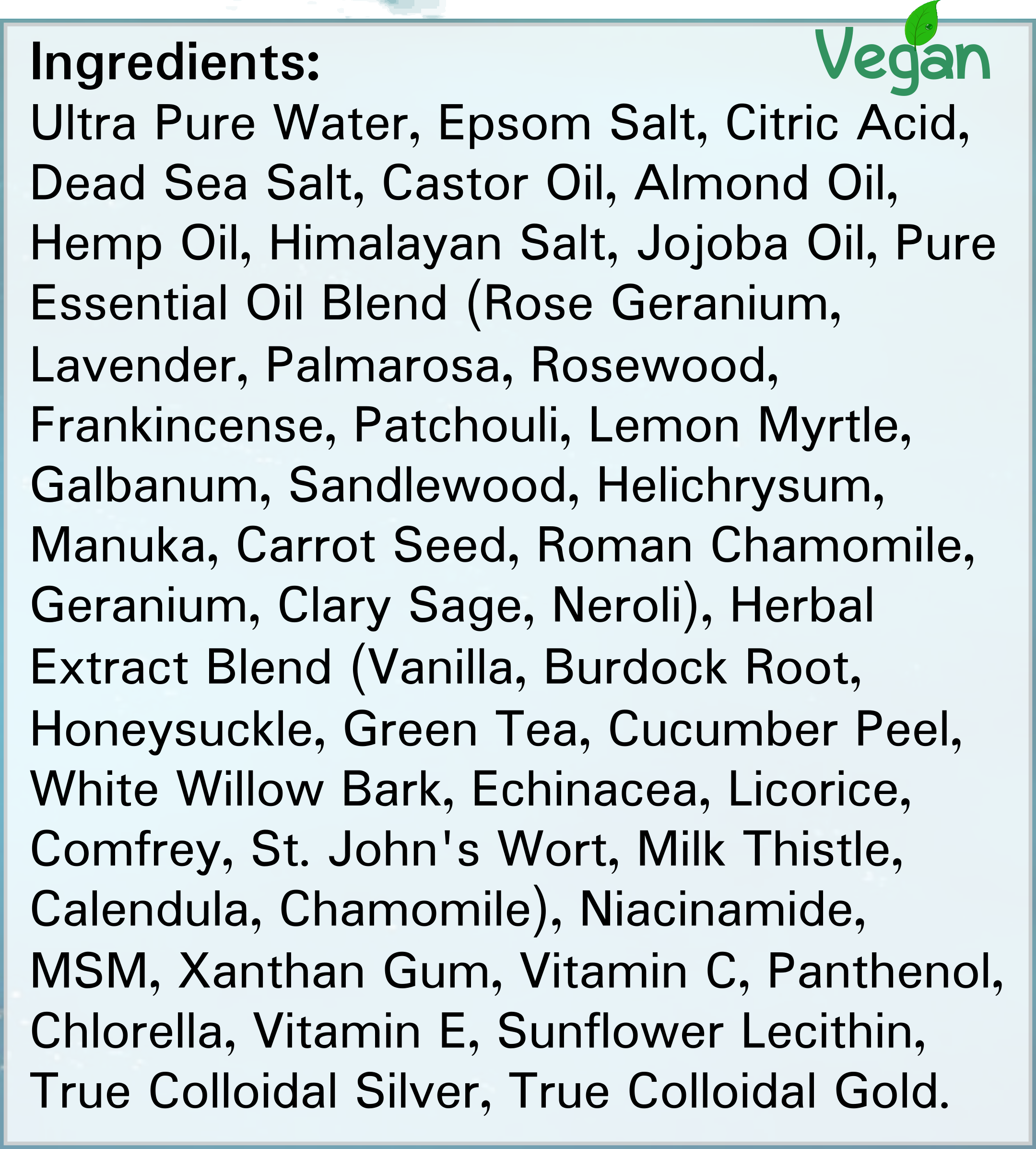 Total Body Skin Therapy Ingredients
